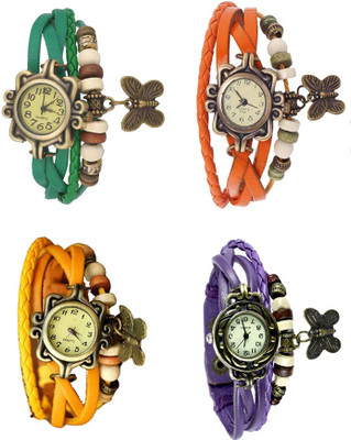 

NS18 Vintage Butterfly Rakhi Combo of 4 Green, Yellow, Orange And Purple Watch - For Women