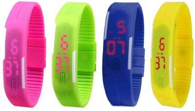 NS18 Silicone Led Magnet Band Combo of 4 Pink, Green, Blue And Yellow Digital Watch  - For Boys & Girls   Watches  (NS18)