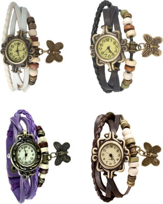 NS18 Vintage Butterfly Rakhi Combo of 4 White, Purple, Black And Brown Analog Watch  - For Women   Watches  (NS18)