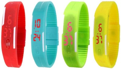 NS18 Silicone Led Magnet Band Combo of 4 Red, Sky Blue, Green And Yellow Digital Watch  - For Boys & Girls   Watches  (NS18)