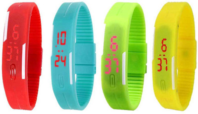 NS18 Silicone Led Magnet Band Combo of 4 Red, Sky Blue, Green And Yellow Digital Watch  - For Boys & Girls   Watches  (NS18)