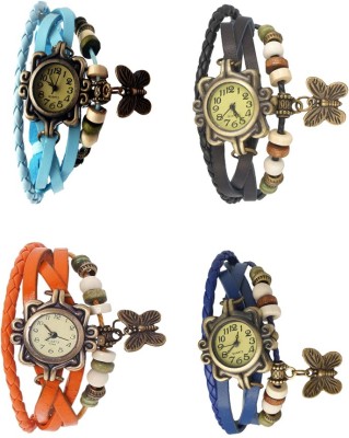 NS18 Vintage Butterfly Rakhi Combo of 4 Sky Blue, Orange, Black And Blue Watch  - For Women   Watches  (NS18)