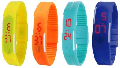 NS18 Silicone Led Magnet Band Combo of 4 Yellow, Orange, Sky Blue And Blue Digital Watch  - For Boys & Girls   Watches  (NS18)