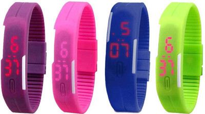 

Kissu Led Magnet Band Combo of 4 Purple, Pink, Blue And Green Watch - For Men & Women