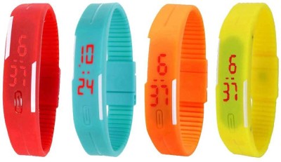 NS18 Silicone Led Magnet Band Combo of 4 Red, Sky Blue, Orange And Yellow Digital Watch  - For Boys & Girls   Watches  (NS18)