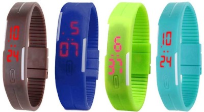 NS18 Silicone Led Magnet Band Watch Combo of 4 Brown, Blue, Green And Sky Blue Digital Watch  - For Couple   Watches  (NS18)
