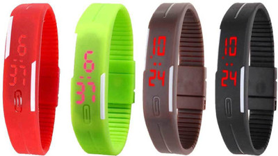 

Kissu Led Magnet Band Combo of 4 Red, Green, Brown And Black Watch - For Men & Women