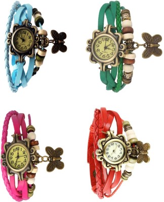 NS18 Vintage Butterfly Rakhi Combo of 4 Sky Blue, Pink, Green And Red Analog Watch  - For Women   Watches  (NS18)