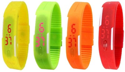 NS18 Silicone Led Magnet Band Watch Combo of 4 Yellow, Green, Orange And Red Digital Watch  - For Couple   Watches  (NS18)