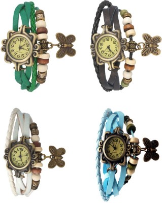 NS18 Vintage Butterfly Rakhi Combo of 4 Green, White, Black And Sky Blue Analog Watch  - For Women   Watches  (NS18)