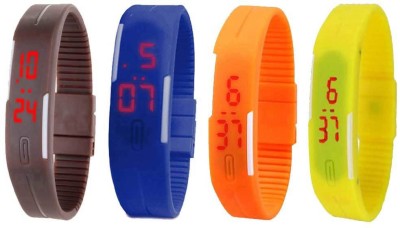 NS18 Silicone Led Magnet Band Combo of 4 Brown, Blue, Orange And Yellow Digital Watch  - For Boys & Girls   Watches  (NS18)