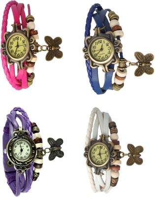 NS18 Vintage Butterfly Rakhi Combo of 4 Pink, Purple, Blue And White Analog Watch  - For Women   Watches  (NS18)
