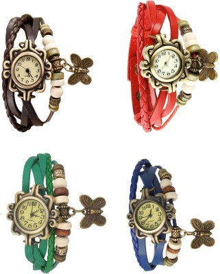 NS18 Vintage Butterfly Rakhi Combo of 4 Brown, Green, Red And Blue Analog Watch  - For Women   Watches  (NS18)