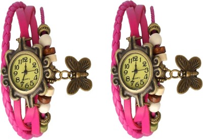 NS18 Vintage Butterfly Rakhi Watch Combo of 2 Pink And Pink Analog Watch  - For Women   Watches  (NS18)