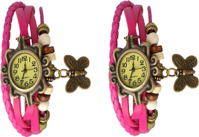 NS18 Vintage Butterfly Rakhi Watch Combo of 2 Pink And Pink Analog Watch  - For Women   Watches  (NS18)