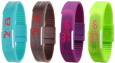NS18 Silicone Led Magnet Band Combo of 4 Sky Blue, Brown, Purple And Green Digital Watch  - For Boys & Girls   Watches  (NS18)
