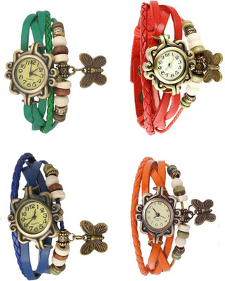 

NS18 Vintage Butterfly Rakhi Combo of 4 Green, Blue, Red And Orange Watch - For Women