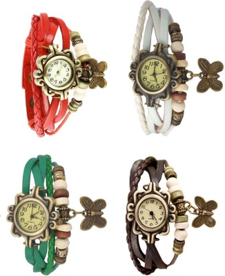 NS18 Vintage Butterfly Rakhi Combo of 4 Red, Green, White And Brown Analog Watch  - For Women   Watches  (NS18)