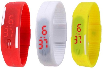 NS18 Silicone Led Magnet Band Combo of 3 Red, White And Yellow Digital Watch  - For Boys & Girls   Watches  (NS18)