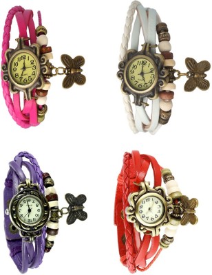NS18 Vintage Butterfly Rakhi Combo of 4 Pink, Purple, White And Red Analog Watch  - For Women   Watches  (NS18)