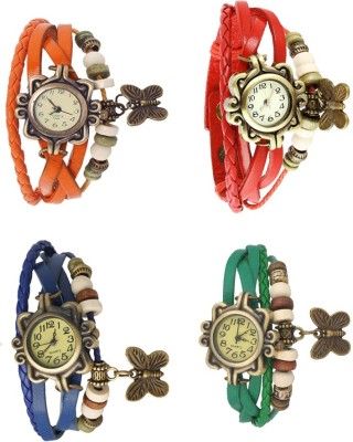 NS18 Vintage Butterfly Rakhi Combo of 4 Orange, Blue, Red And Green Analog Watch  - For Women   Watches  (NS18)