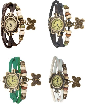 NS18 Vintage Butterfly Rakhi Combo of 4 Brown, Green, Black And White Analog Watch  - For Women   Watches  (NS18)