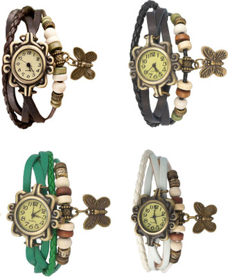 

NS18 Vintage Butterfly Rakhi Combo of 4 Brown, Green, Black And White Watch - For Women