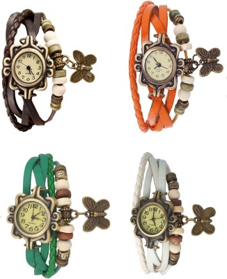 NS18 Vintage Butterfly Rakhi Combo of 4 Brown, Green, Orange And White Analog Watch  - For Women   Watches  (NS18)