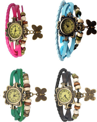 

Kissu Vintage Rakhi Combo of 4 Pink, Green, Sky Blue And Black Watch - For Women