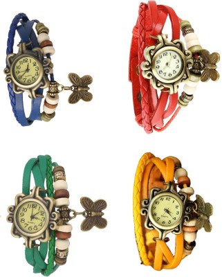 NS18 Vintage Butterfly Rakhi Combo of 4 Blue, Green, Red And Yellow Analog Watch  - For Women   Watches  (NS18)