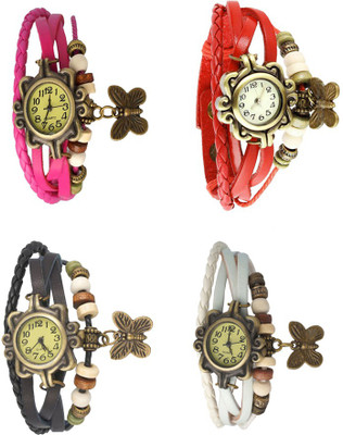 

Kissu Vintage Rakhi Combo of 4 Pink, Black, Red And White Watch - For Women