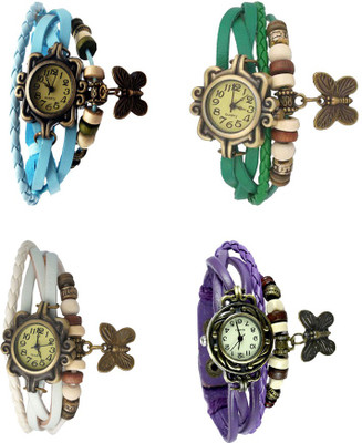 

NS18 Vintage Butterfly Rakhi Combo of 4 Sky Blue, White, Green And Purple Watch - For Women