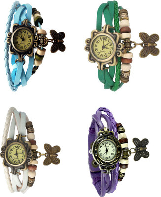 NS18 Vintage Butterfly Rakhi Combo of 4 Sky Blue, White, Green And Purple Analog Watch  - For Women   Watches  (NS18)