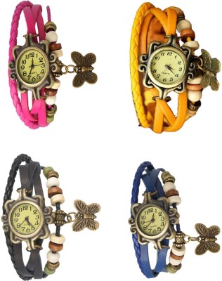 NS18 Vintage Butterfly Rakhi Combo of 4 Pink, Black, Yellow And Blue Analog Watch  - For Women   Watches  (NS18)