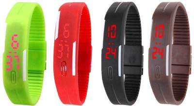 NS18 Silicone Led Magnet Band Combo of 4 Green, Red, Black And Brown Digital Watch  - For Boys & Girls   Watches  (NS18)