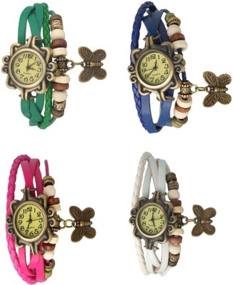 NS18 Vintage Butterfly Rakhi Combo of 4 Green, Pink, Blue And White Analog Watch  - For Women   Watches  (NS18)