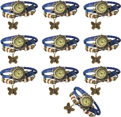 

Kissu Vintage Rakhi Combo of 10 Blue Watch - For Women