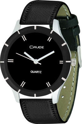 

CRUDE rg438 black case black dial black lather strap formal look watch for men Watch - For Men