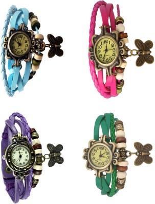 NS18 Vintage Butterfly Rakhi Combo of 4 Sky Blue, Purple, Pink And Green Analog Watch  - For Women   Watches  (NS18)
