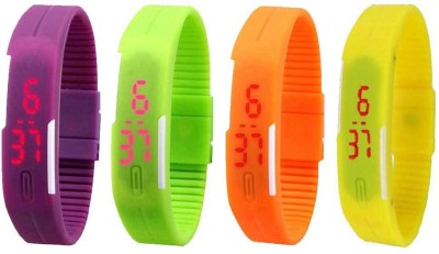 NS18 Silicone Led Magnet Band Combo of 4 Purple, Green, Orange And Yellow Digital Watch  - For Boys & Girls   Watches  (NS18)