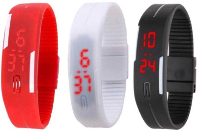 RSN Silicone Led Magnet Band Combo of 3 Red, White And Black Digital Watch  - For Men & Women   Watches  (RSN)