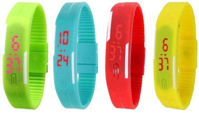 NS18 Silicone Led Magnet Band Combo of 4 Green, Sky Blue, Red And Yellow Digital Watch  - For Boys & Girls   Watches  (NS18)