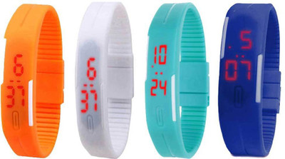 

Kissu Led Magnet Band Combo of 4 Orange, White, Sky Blue And Blue Watch - For Men & Women