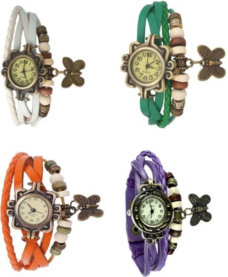 NS18 Vintage Butterfly Rakhi Combo of 4 White, Orange, Green And Purple Analog Watch  - For Women   Watches  (NS18)