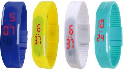 NS18 Silicone Led Magnet Band Watch Combo of 4 Blue, Yellow, White And Sky Blue Digital Watch  - For Couple   Watches  (NS18)