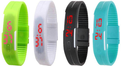 

Kissu Led Magnet Band Combo of 4 Green, White, Black And Sky Blue Watch - For Men & Women