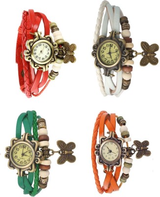 NS18 Vintage Butterfly Rakhi Combo of 4 Red, Green, White And Orange Analog Watch  - For Women   Watches  (NS18)