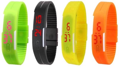 NS18 Silicone Led Magnet Band Combo of 4 Green, Black, Yellow And Orange Digital Watch  - For Boys & Girls   Watches  (NS18)