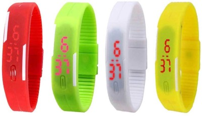 NS18 Silicone Led Magnet Band Combo of 4 Red, Green, White And Yellow Digital Watch  - For Boys & Girls   Watches  (NS18)