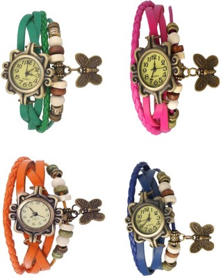 NS18 Vintage Butterfly Rakhi Combo of 4 Green, Orange, Pink And Blue Analog Watch  - For Women   Watches  (NS18)